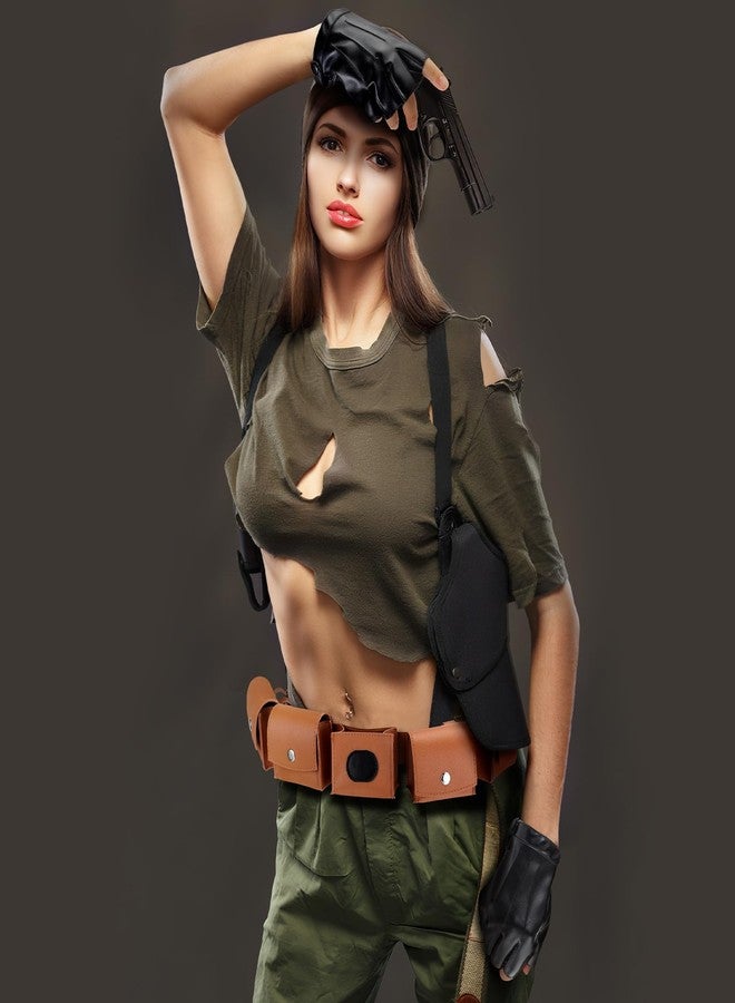 Velmitten 2 Pcs Halloween Cosplay Leather Utility Belt with PU Leather Fingerless Gloves Adjustable Women Mens Adult Accessories Belt for Halloween Cosplay - Image 5